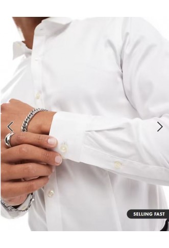 Jack & Jones Premium super slim fit stretch smart shirt in white