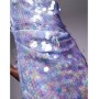 ASOS DESIGN iridescent sequin asymmetric cowl neck midi dress in light blue