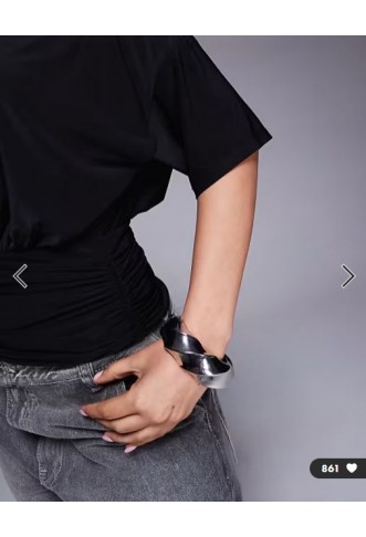 ASOS DESIGN asymmetric one shoulder short sleeve top with cinch waist detail in black