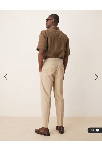ASOS DESIGN smart co-ord tapered trousers in stone rib