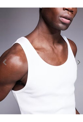 ASOS DESIGN essentials muscle fit vest in white rib