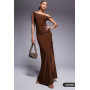 ASOS DESIGN twist shoulder with lace up back maxi dress in bronze