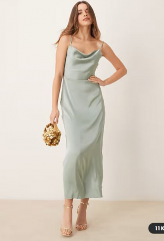 Vila satin cowl neck maxi...