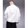 ASOS DESIGN boxy oversized satin shirt with embellishments in white