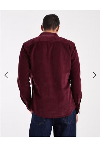 ONLY & SONS cord shirt in burgundy
