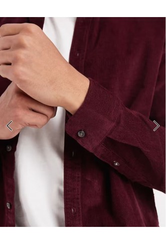 ONLY & SONS cord shirt in burgundy