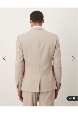 ASOS DESIGN skinny suit jacket in ecru