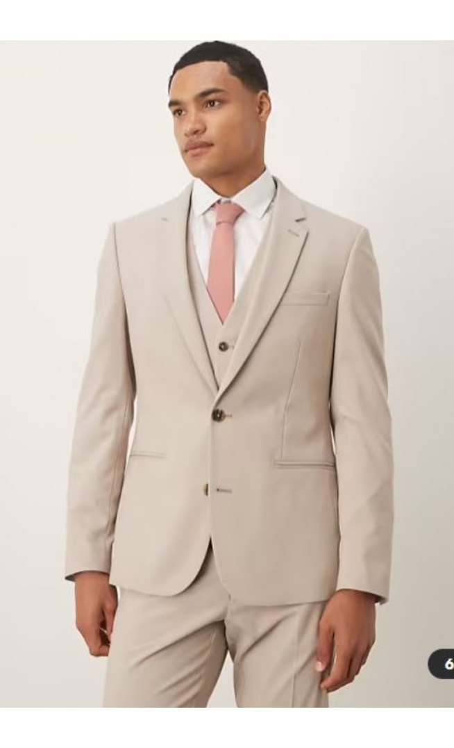 ASOS DESIGN skinny suit jacket in ecru