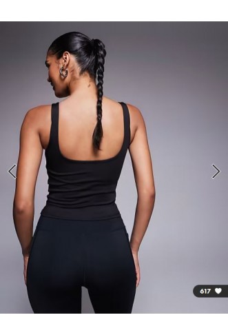 4505 square neck vest with inner bra in black