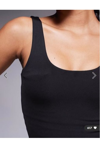 4505 square neck vest with inner bra in black