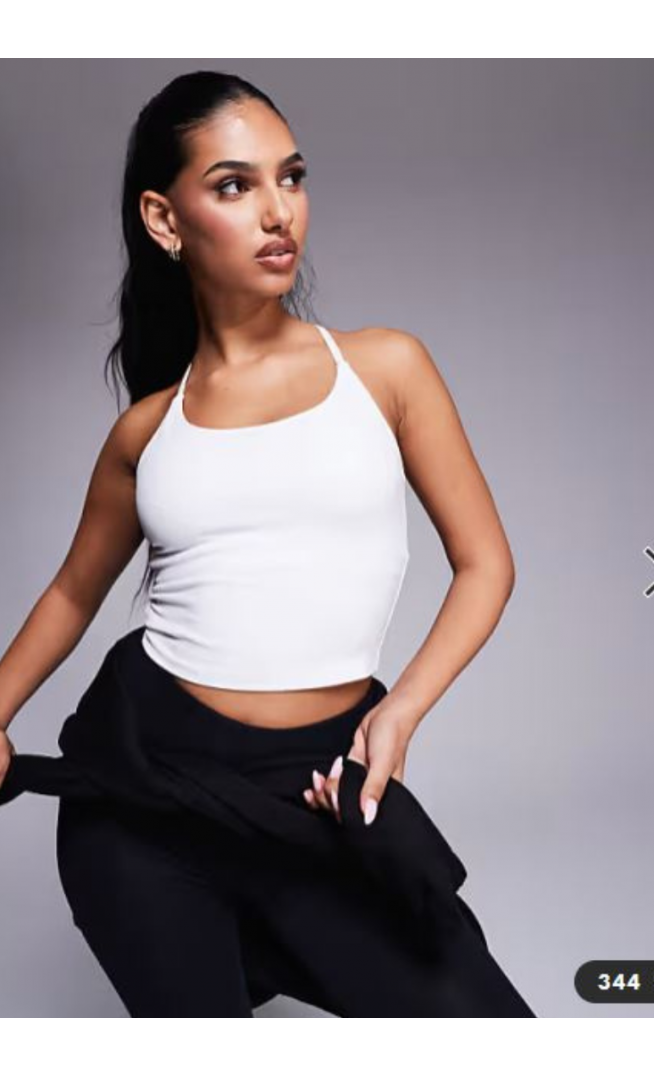 4505 Icon soft touch yoga cami with inner bra and adjustable straps in white