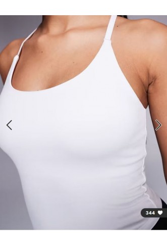 4505 Icon soft touch yoga cami with inner bra and adjustable straps in white