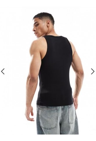 New Look muscle fit rib vest in black
