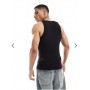 New Look muscle fit rib vest in black