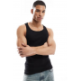 New Look muscle fit rib vest in black