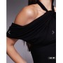 ASOS DESIGN draped cape halter maxi dress in black