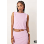 ASOS DESIGN mix & match mesh semi sheer bubble hem top in lilac
