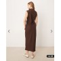 ASOS DESIGN chiffon tie neck maxi dress in chocolate