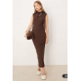 ASOS DESIGN chiffon tie neck maxi dress in chocolate