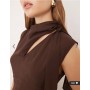 ASOS DESIGN chiffon tie neck maxi dress in chocolate