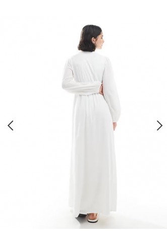 Vero Moda crinkle cotton blouson sleeve boho maxi dress in white
