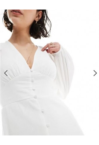 Vero Moda crinkle cotton blouson sleeve boho maxi dress in white