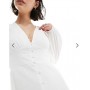 Vero Moda crinkle cotton blouson sleeve boho maxi dress in white