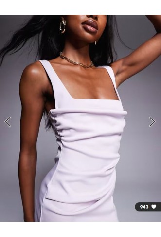 ASOS DESIGN curved neckline midi dress with split in lilac in scuba-style fabric