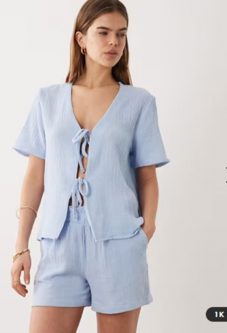 JDY short sleeve tie front...
