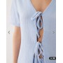 JDY short sleeve tie front cheesecloth shirt co-ord in light blue