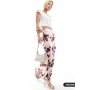 New Look floral satin midi skirt in pink