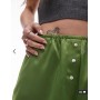 Topshop satin knicker short with buttons in green