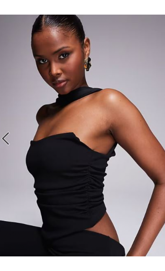 ASOS DESIGN co-ord bandeau top with scarf neck detail in black