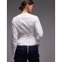 ASOS DESIGN long sleeve corset t-shirt with tie back lace up detail in white