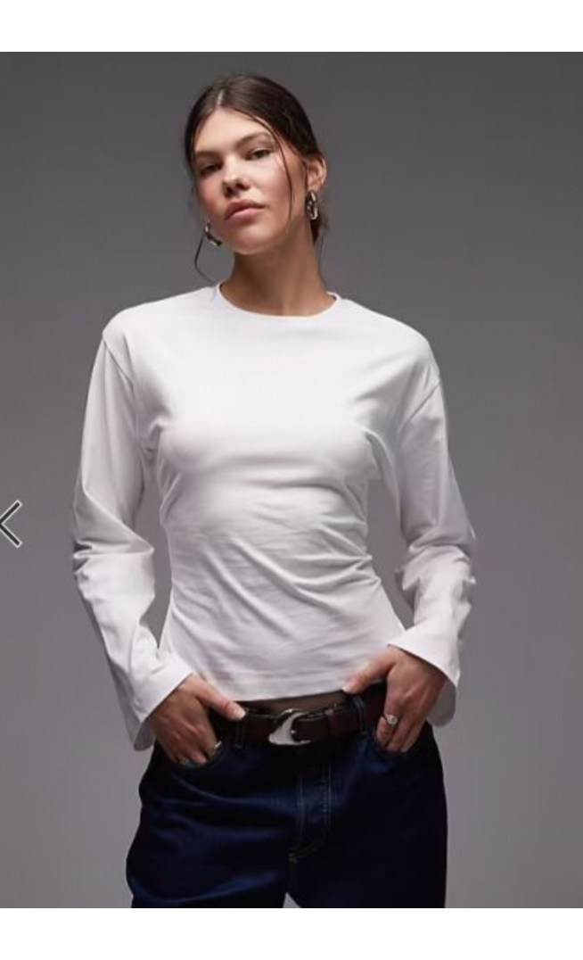 ASOS DESIGN long sleeve corset t-shirt with tie back lace up detail in white