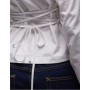 ASOS DESIGN long sleeve corset t-shirt with tie back lace up detail in white