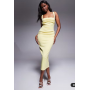 ASOS DESIGN curved neckline midi dress with split in lemon in scuba-style fabric