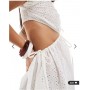 Esmee Exclusive broderie cut out puff sleeve mini beach dress in cream