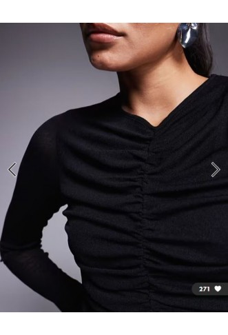 ASOS DESIGN textured ribbed long sleeve ruched front maxi dress in black
