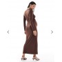 ASOS DESIGN Maternity cardigan wrap tie detail maxi dress in chocolate