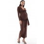 ASOS DESIGN Maternity cardigan wrap tie detail maxi dress in chocolate