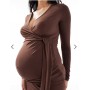 ASOS DESIGN Maternity cardigan wrap tie detail maxi dress in chocolate