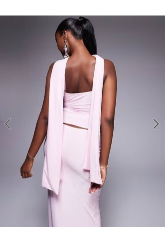 Fashionkilla double sculpted slinky scarf detail cami top co-ord in pink