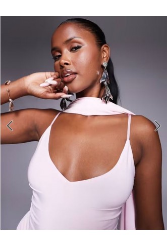 Fashionkilla double sculpted slinky scarf detail cami top co-ord in pink