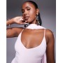 Fashionkilla double sculpted slinky scarf detail cami top co-ord in pink