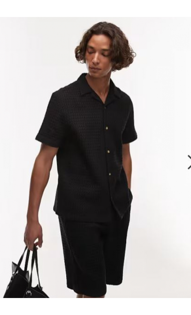 Topman textured grid check co-ord in black