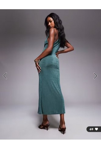 ASOS DESIGN sleeveless deep cowl maxi dress in green