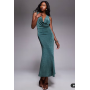 ASOS DESIGN sleeveless deep cowl maxi dress in green