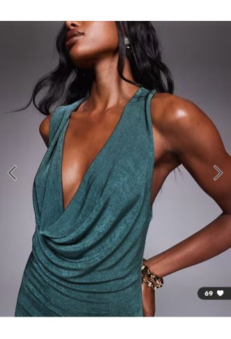 ASOS DESIGN sleeveless deep cowl maxi dress in green