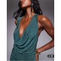 ASOS DESIGN sleeveless deep cowl maxi dress in green